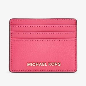 NWT - MICHAEL KORS Jet Set Travel Large Leather Card Case - Electric Pink
